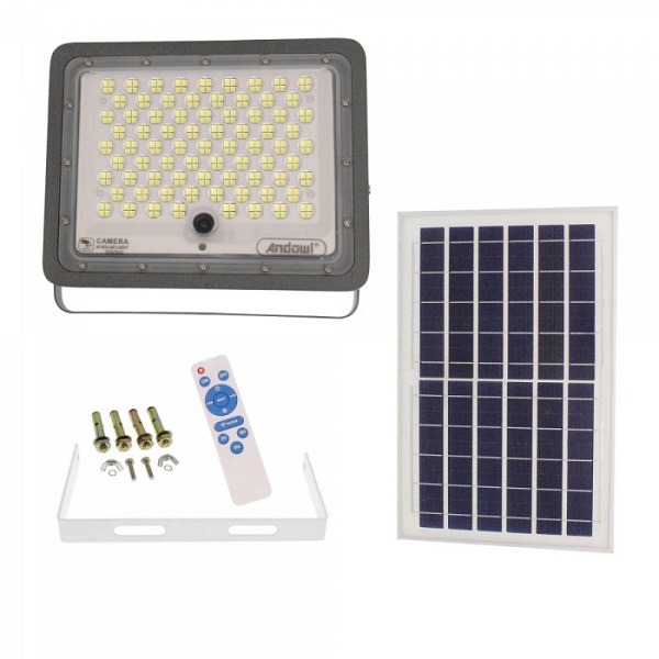 Προβολέας Ηλιακός Στεγανός IP67 Ισχύος 300W με Τηλεχειριστήριο και Ψυχρό Λευκό Φως σε Λευκό χρώμα Andowl Q-SX76