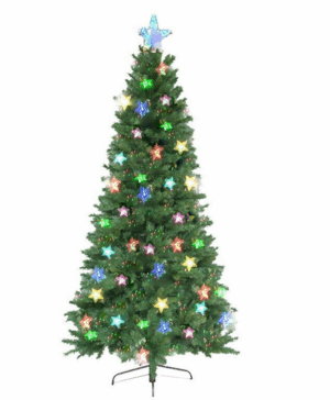 Χριστουγεννιάτικο Δέντρο 210εκ Πράσινο Slim με Αστεράκια Μεταλλική Βάση CH-7