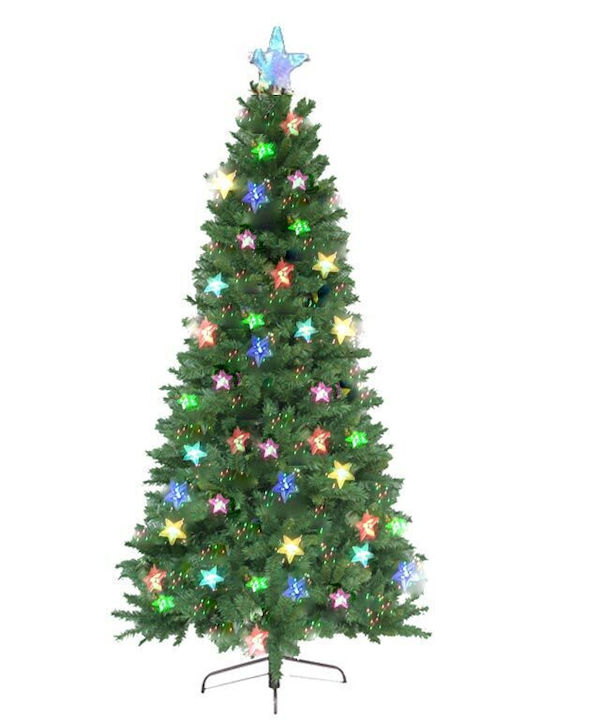 ch-7.png Χριστουγεννιάτικο Δέντρο 210εκ Πράσινο Slim με Αστεράκια Μεταλλική Βάση CH-7