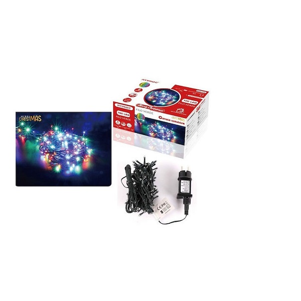 Χριστουγεννιάτικα Λαμπάκια 100 LED Πολύχρωμα 8μ σε Σειρά με Πράσινο Καλώδιο Arrango