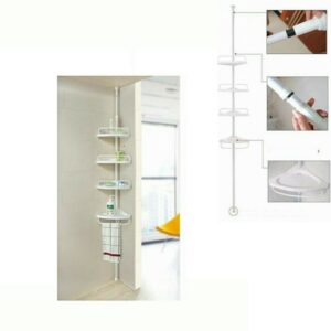 Γωνιακή Επιτοίχια Ραφιέρα Μπάνιου Πλαστική με 4 Ράφια 33x24x240cm 1908