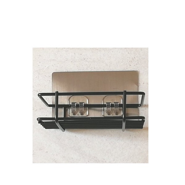 Επιτοίχιο Ράφι Σαπουνοθήκη Αυτοκόλλητη Μεταλλική Μαύρη 3387