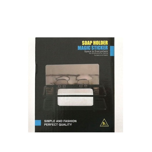Επιτοίχιο Ράφι Σαπουνοθήκη Αυτοκόλλητη Μεταλλική Μαύρη 3387