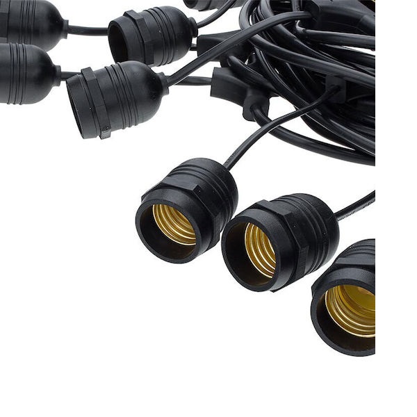Αδιάβροχη Γιρλάντα Φωτισμού Εξωτερικού Χώρου 10 Μέτρα με 20 Ντουί E27 RZ.DC-10M20D Μαύρη