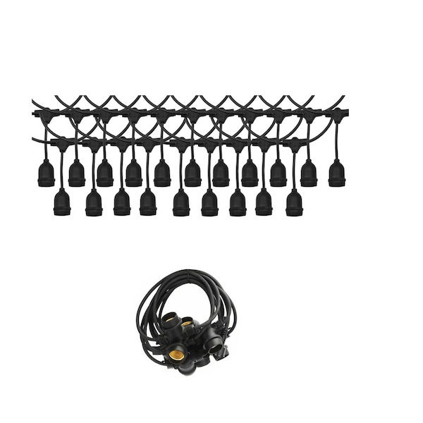 Αδιάβροχη Γιρλάντα Φωτισμού Εξωτερικού Χώρου 10 Μέτρα με 20 Ντουί E27 RZ.DC-10M20D Μαύρη