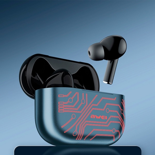 ik.jpg In-ear Bluetooth Handsfree Ακουστικά με Θήκη Φόρτισης Ice Crack Blue Awei T29 Pro