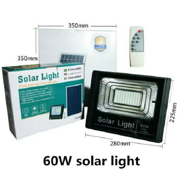 Ηλιακός Προβολέας Στεγανός IP66 Ισχύος 60W με Τηλεχειριστήριο και Φωτοκύτταρο JD-8860
