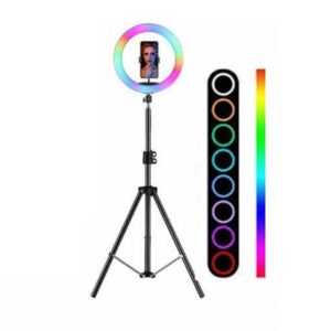 RGB Ring Light 26cm 6500K με Τρίποδο Δαπέδου και Βάση για Κινητό MJ26