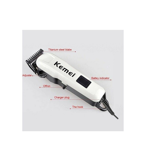 kemei_koureytiki__km_809a-2.jpg Kemei Επαγγελματική Επαναφορτιζόμενη Κουρευτική Μηχανή Λευκή KM-809Α