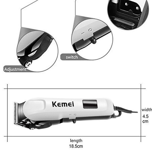 kemei_koureytiki__km_809a-4.jpg Kemei Επαγγελματική Επαναφορτιζόμενη Κουρευτική Μηχανή Λευκή KM-809Α