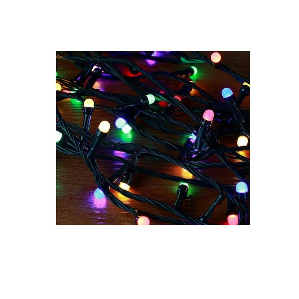 Χριστουγεννιάτικα Λαμπάκια LED 100 Πολύχρωμα 1μ σε Σειρά με Μαύρο Καλώδιο