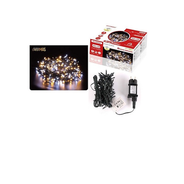 Χριστουγεννιάτικα Λαμπάκια 200 LED Θερμό Λευκό 13μ σε Σειρά με Πράσινο Καλώδιο Arrango