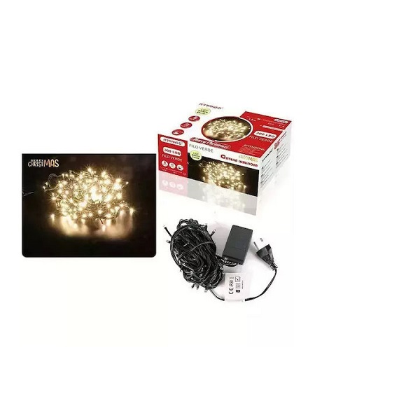 Χριστουγεννιάτικα Λαμπάκια 300 LED Θερμό Λευκό 22.5Μ Εσωτερικού χώρου σε Σειρά με Πράσινο Καλώδιο Arrango AN57240