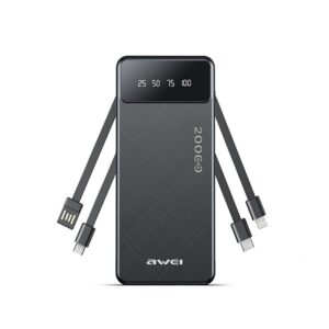 power-bank-20000mah-othoni-led-4-1-p132k-1.jpg Power Bank 20000mAh 2.1A με USB Type-C, Micro, Lightning, USB-A Awei P132K – Μαύρο