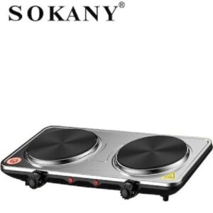 Επιτραπέζια Εστία Εμαγιέ Διπλή Γκρι SK-5102 Sokany