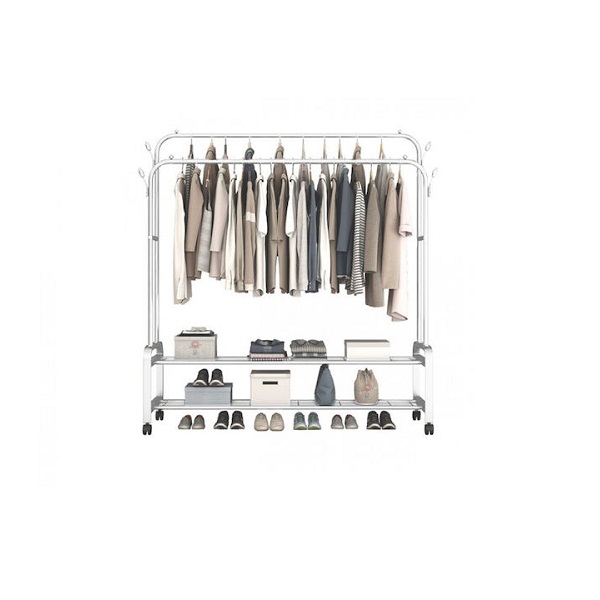 Κρεμάστρα Δαπέδου Τροχήλατη από Μέταλλο σε Μαύρο Χρώμα 150x57x110cm YP-610