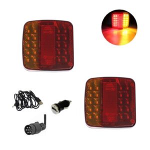 Φανάρια Φλας Πορείας για Τρέιλερ Ασύρματα Μαγνητικά 12/24V 2τμχ με USB