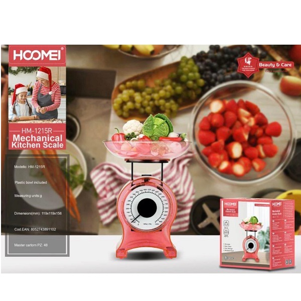 Hoomei HM-1215R Αναλογική Ζυγαριά Κουζίνας 0.01gr/10kg Κόκκινη