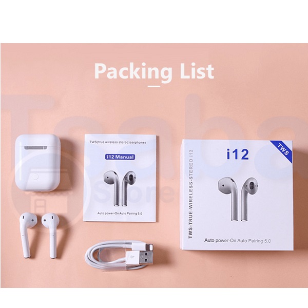 Bluetooth Ακουστικά Handsfree i12 Touch Earbud Λευκό