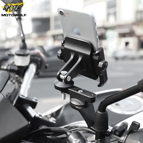 Βάση Κινητού Μοτοσυκλέτας με Κλιπ Για Τον Καθρέπτη Motowolf MDL2805Β