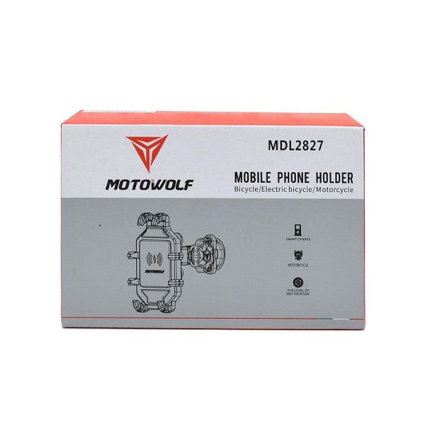Βάση Κινητού για Τιμόνι Μοτοσικλέτας με Ασύρματο & Ενσύρματο Σύστημα Φόρτισης Motowolf MDL2827CC Μαύρο