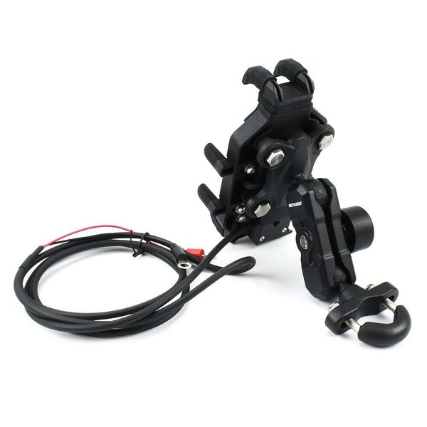 Βάση Κινητού για Τιμόνι Μοτοσικλέτας με Ασύρματο & Ενσύρματο Σύστημα Φόρτισης Motowolf MDL2827CC Μαύρο