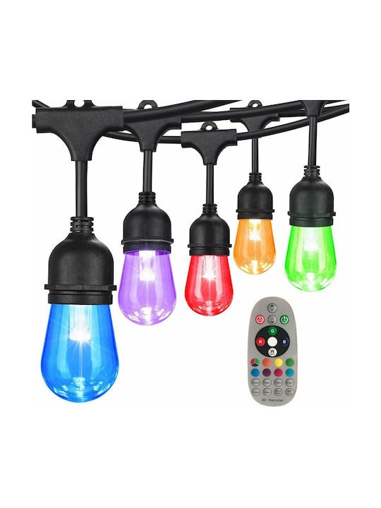 Γιρλάντα Αδιάβροχη Εξωτερικού Χώρου RGB Με 15 led Λάμπες 48ft και Χειριστήριο SL-030
