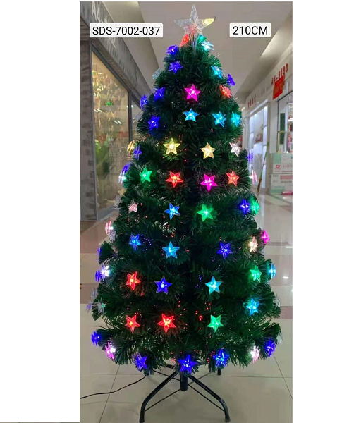 Χριστουγεννιάτικο Δέντρο Πράσινο Στολισμένο 210εκ με Μεταλλική Βάση και Φωτισμό LED
