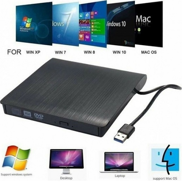 Εξωτερικός Οδηγός Εγγραφής Ανάγνωσης DVD για Desktop  Laptop Μαύρο Andowl Q-T96