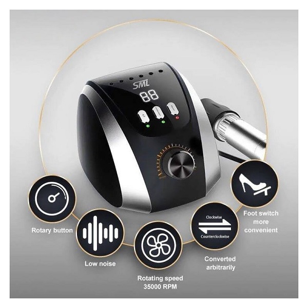 Τροχός Νυχιών Ρεύματος 35000rpm σε Μαύρο Χρώμα 65W SML-M13