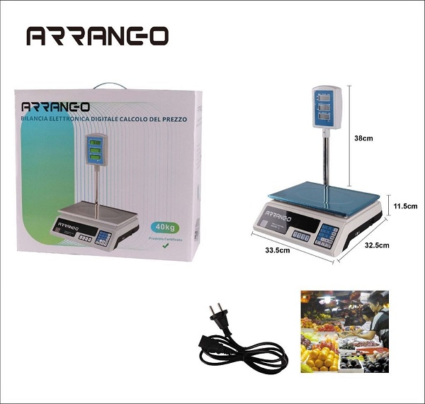 Ζυγαριά Λιανικής Ηλεκτρονική με Κολώνα Arrango με Ικανότητα Ζύγισης 40kg και Υποδιαίρεση 2gr AB57132