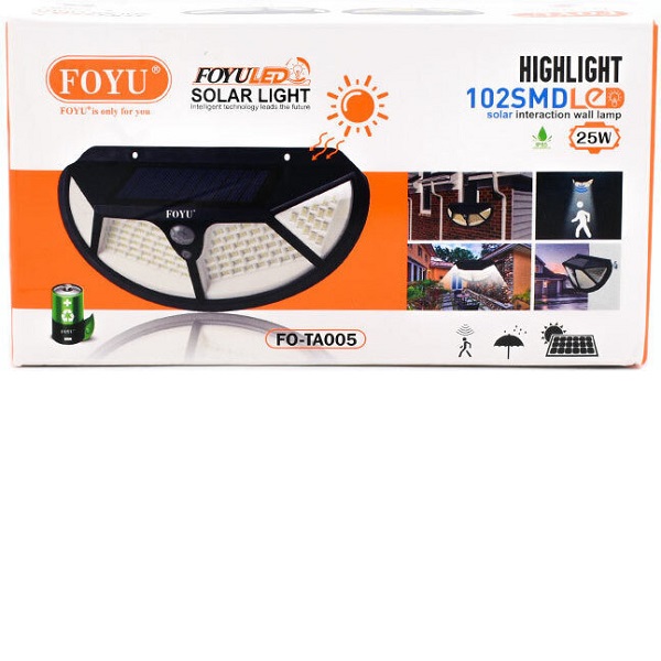 Ηλιακό Φωτιστικό 102 SMD LED με Ανιχνευτή Κίνησης Φωτιστικό FOYU FO-TA005 Μαύρο