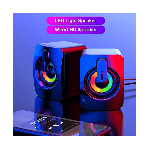 Ηχεία Υπολογιστή 2.0 με RGB Φωτισμό και Ισχύ 6W σε Μαύρο Χρώμα AB-D390