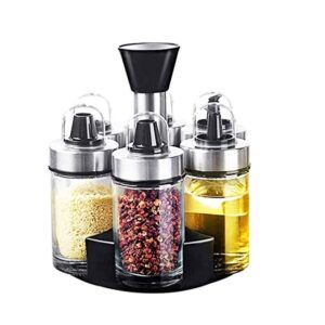 Θήκες Μπαχαρικών Γυάλινες σε Βάση Μαύρη 6τμχ