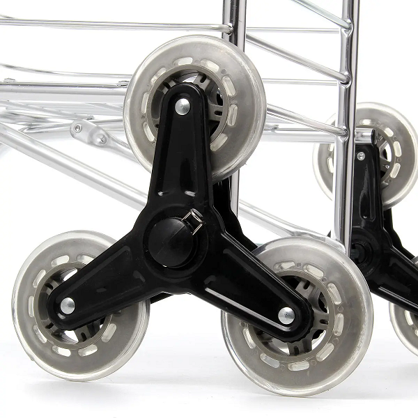 Καλάθι Αγορών Πτυσσόμενο Χειροκίνητο Τρόλεϊ Αποσκευών με 6 Τροχούς και Χωρητικότητα 65 κιλών για Ανάβαση Σκαλοπατιών 127145433