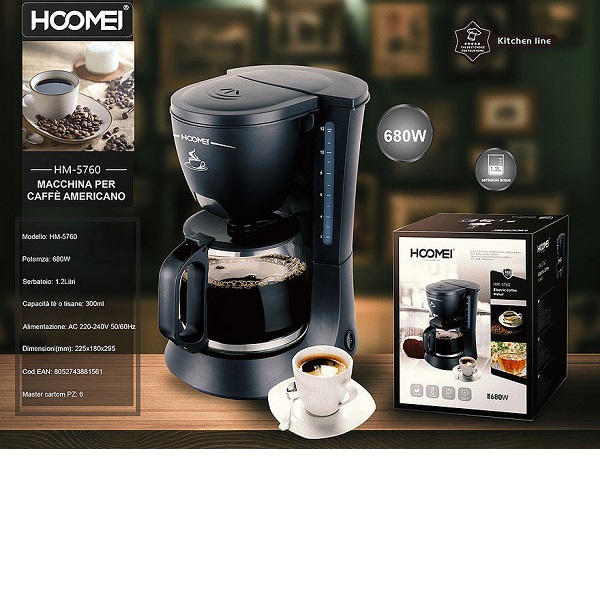 Καφετιέρα Φίλτρου 680W Black Hoomei HM-5760
