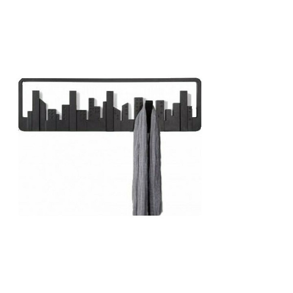 Κρεμάστρα Τοίχου Wall Shelf Hook City Πλαστική 5 Θέσεων Μαύρη 49.5x2.8x14.5cm 12830238