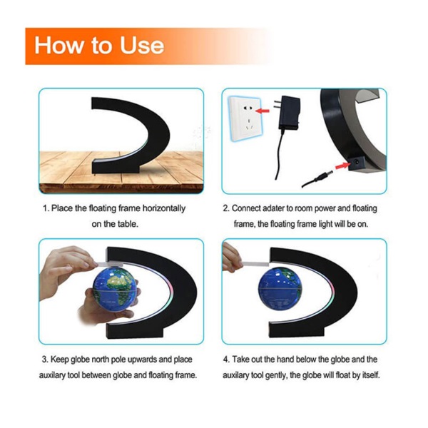 Μαγνητική Αιωρούμενη Υδρόγειος Σφαίρα 9cm Αντιβαρυτικής Τεχνολογίας σε LED Φωτιζόμενη Βάση SH-2