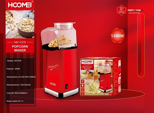 Μηχανή Ποπ-Κορν Ζεστού Αέρα 1200W Hoomei