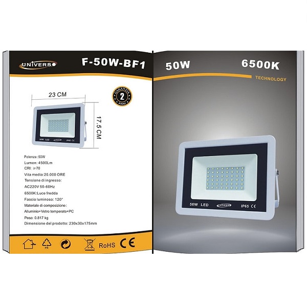 Προβολέας UNIVERSO F50W-BF1 6500k