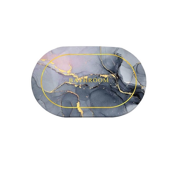 Πατάκι Μπάνιου Οβάλ HTS00063 Γκρι 60x40εκ.