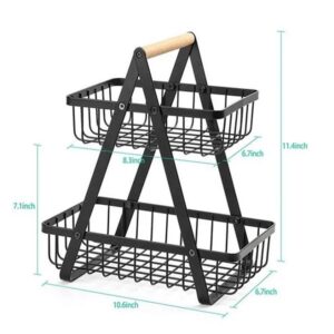 Φρουτιέρα Πτυσσόμενη Μεταλλική Διόροφη 27x17x29cm BZYC-02 Μαύρη