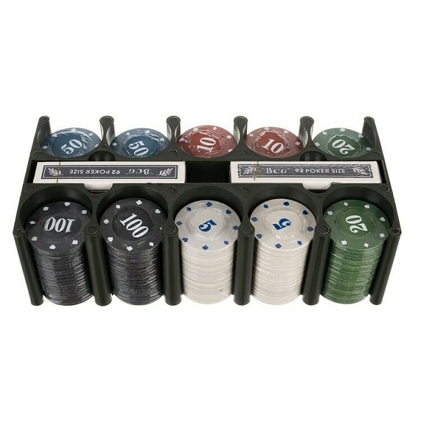 Poker Σετ 200 Μάρκες 20mm Αριθμημένες σε Μεταλλικό Κουτί με 2 Τράπουλες και Τσόχα