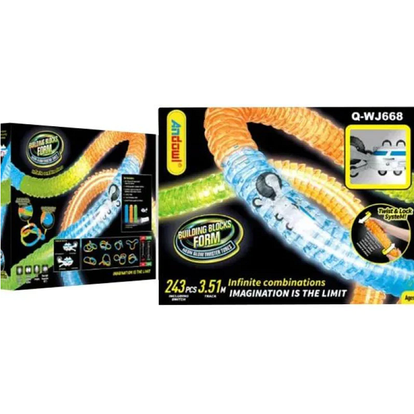 Σετ Αυτοκινήτου Με Ελαφριά Πίστα 243 Τεμαχίων Φωσφοριζέ  Q-Wj668