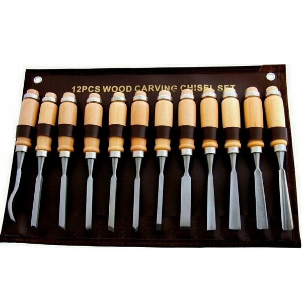 Σκαρπέλα με Θήκη Μεταφοράς με Ξύλινη Λαβή Σετ 12τμχ BCTK-SET-4392