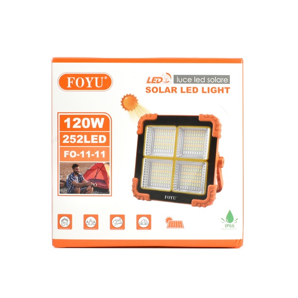 Προβολέας Ηλιακός Στεγανός LED 120W Ψυχρό Λευκό 6500K IP66 FO-11-11