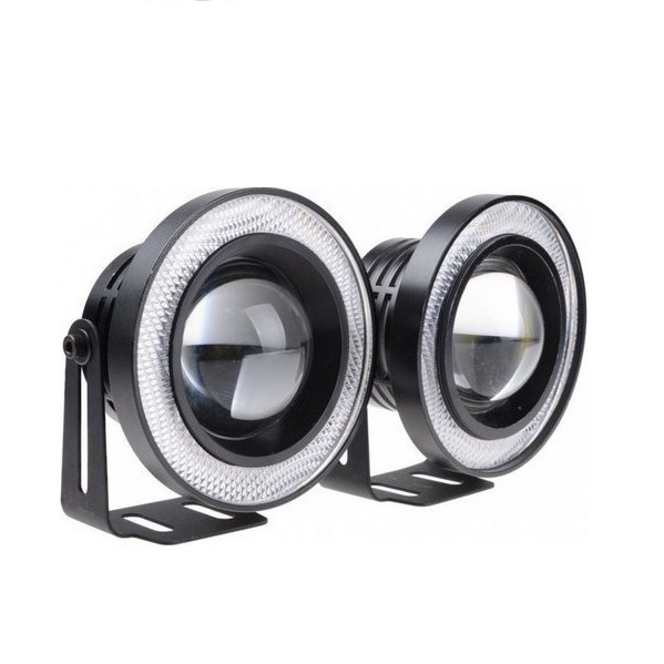 Στρογγυλοί Προβολείς Ομίχλης με Angel Eyes Φωτισμό Ημέρας Αυτοκινήτου LED Universal 12V 10W 8.9cm 2τμχ M609