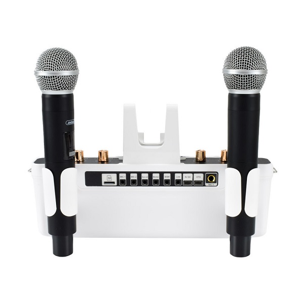 Σύστημα Karaoke με Ασύρματα Μικρόφωνα σε Λευκό Χρώμα Andowl Q-SK6