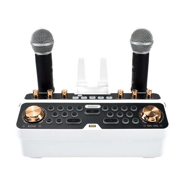 Σύστημα Karaoke με Ασύρματα Μικρόφωνα σε Λευκό Χρώμα Andowl Q-SK6