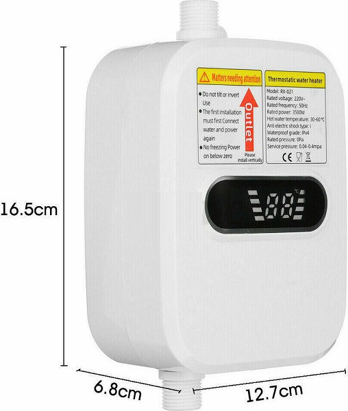 Ταχυθερμαντήρας Μπάνιου / Κουζίνας Επιτοίχιος Μονοφασικός 3.5kW RX-021